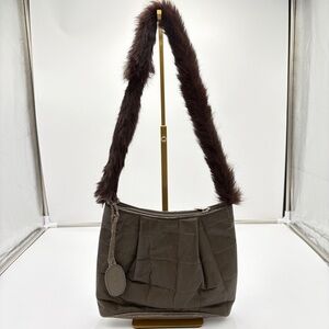 Vintage Krizia Made in Italy Whimsigoth Rabbit Fur Leather Purse Shoulder Bag